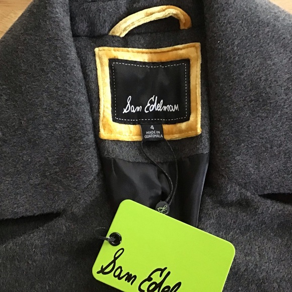 Sam Edelman Coat Double Breasted Gray Wool Blend Peacoat Size 4 - Picture 6 of 8